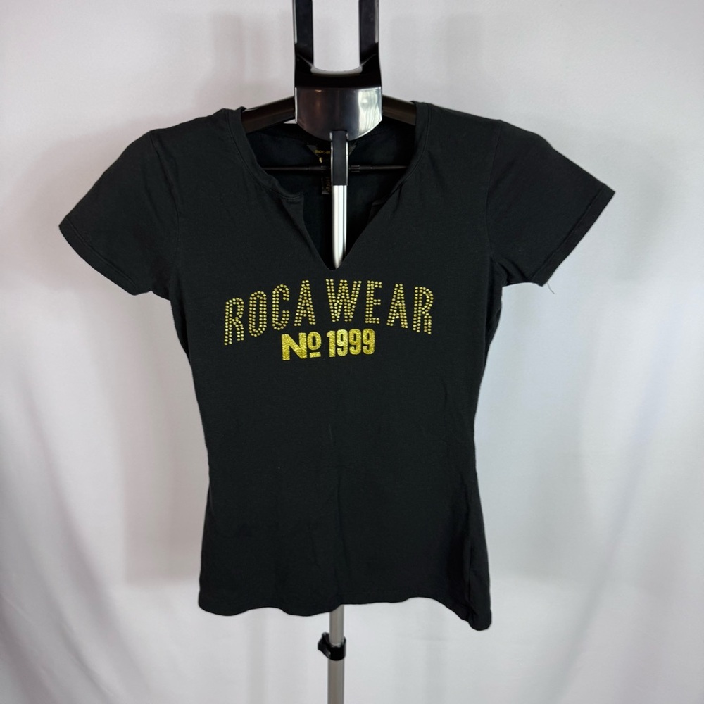 Rocawear Black Short Sleeve Tee with Gold Stud Logo